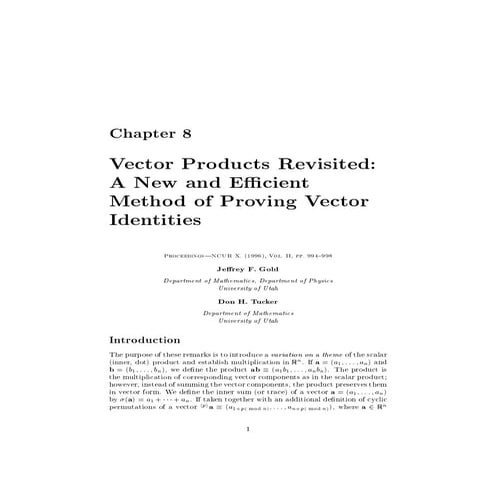 Vector Products Revisited: A New and Efficient Method of Proving Vector Ident...