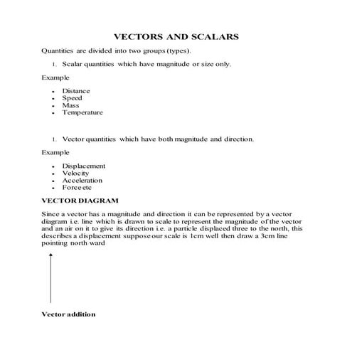 Vectors and scalars | PDF
