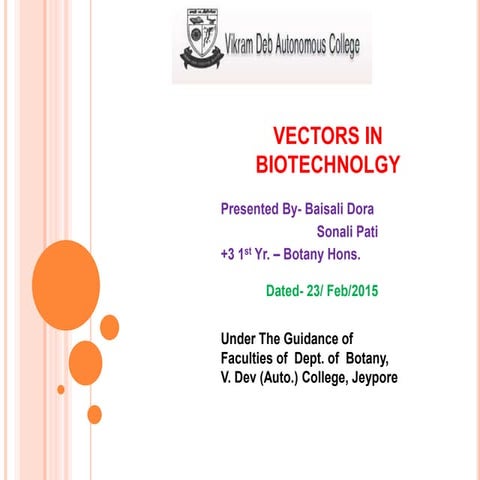 Vectors in biotechnolgy