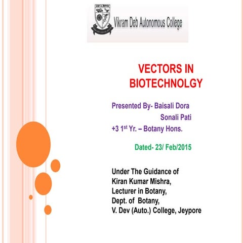 Vectors in Biotechnolgy