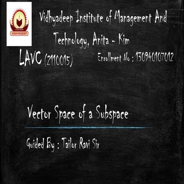 Vector space - subspace By Jatin Dhola