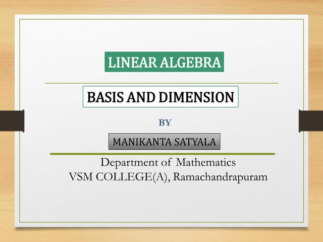 Linear algebra-Basis & Dimension
