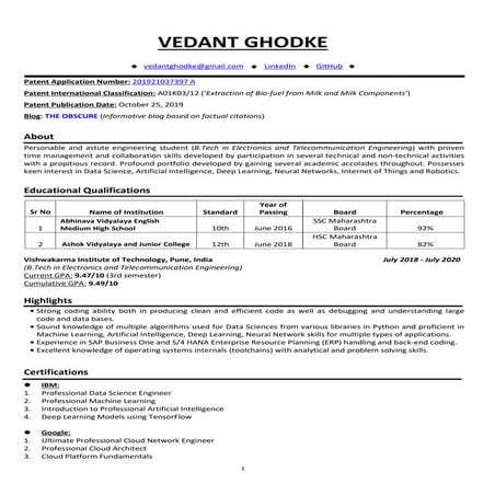 VEDANT GHODKE - RESUME