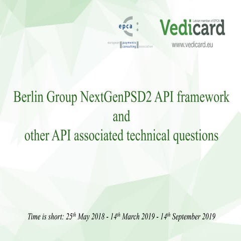 Berlin Group aktualitātes un citi API tehniskie jautājumi