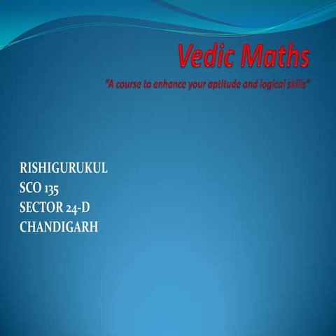 Vedic mathematics details