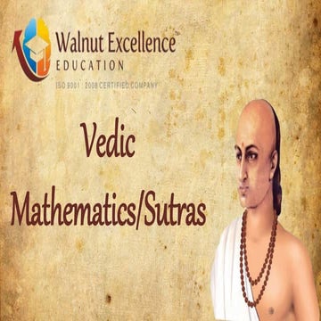 Vedic mathematics & sutras - walnutexcellence