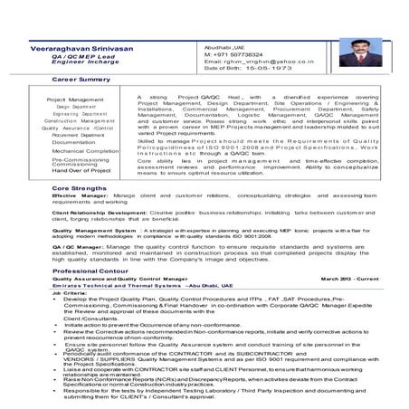 Veera  raghavan current  cv 10 august 2016