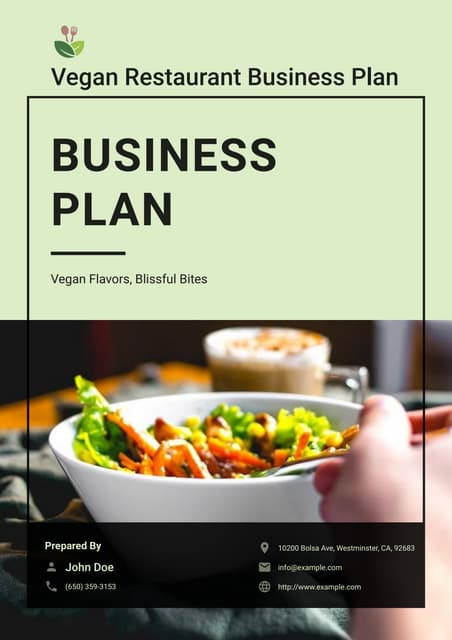 Vegan Restaurant Business Plan Example..
