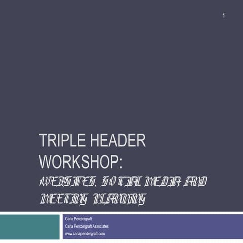 Triple Header Workshop: Websites, Social Media, and Meeting Planning