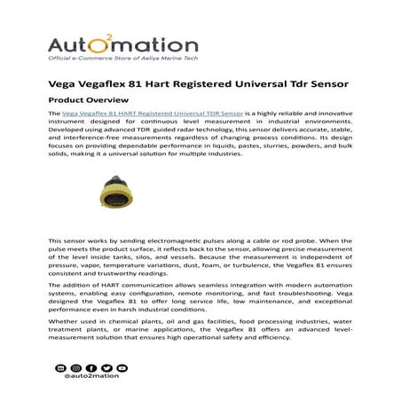 Vega Vegaflex 81 Hart Registered Universal Tdr Sensor | PDF