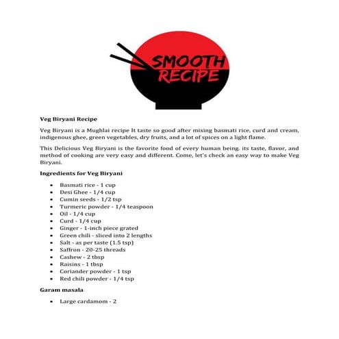 Veg biryani recipe