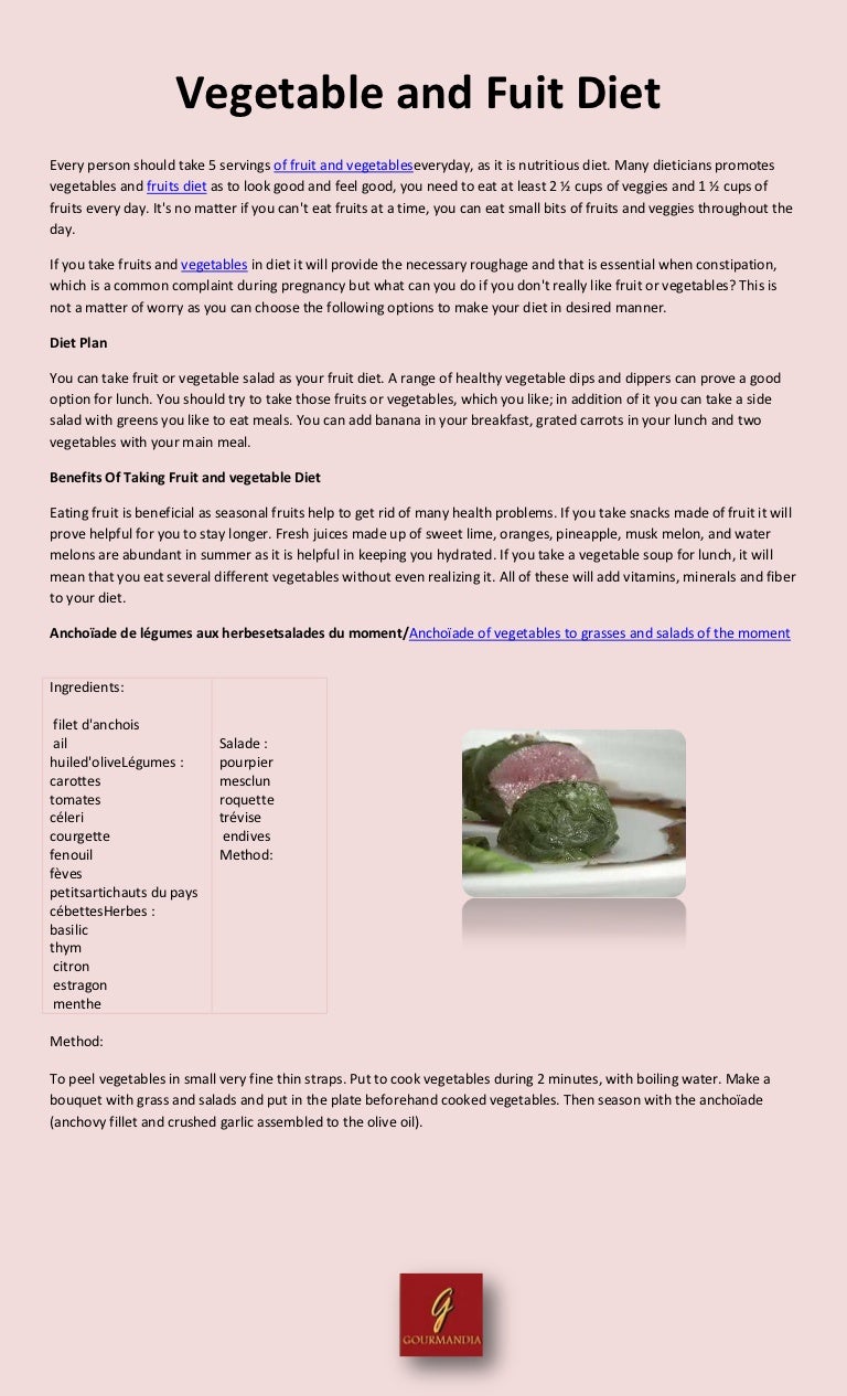 Vegetable and fruit diet 