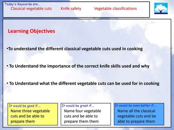 Basic Cutting Techniques of Fruits and Vegetables | PPTX
