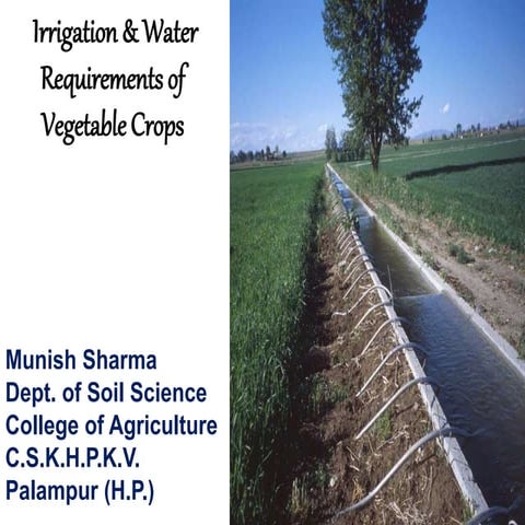 Irrigation & Water Requirements of Vegetable Crops 