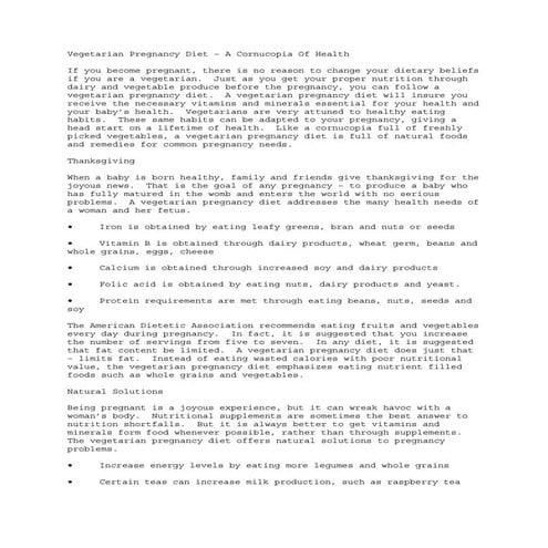 Vegetarian Pregnancy Diet