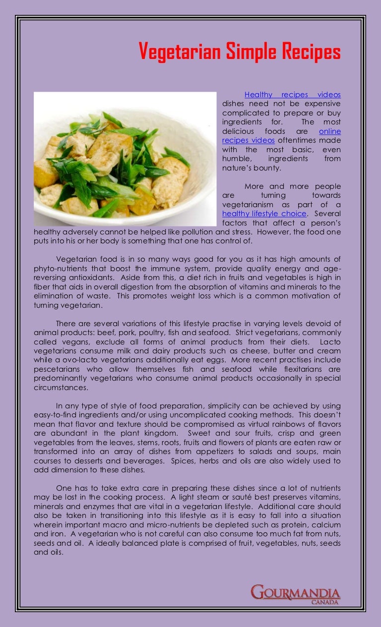 Vegetarian simple recipes