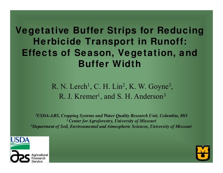 Vegetative buffer strips for reducing herbicide