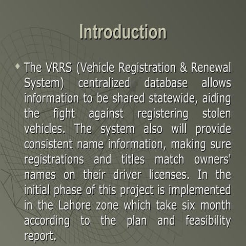 Vehical Registration Plan