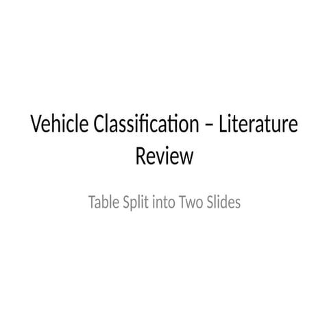 Comprehensive Literature Review on Vehicle Classification Techniques ...