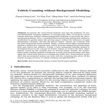 Vehicle counting without background modeling