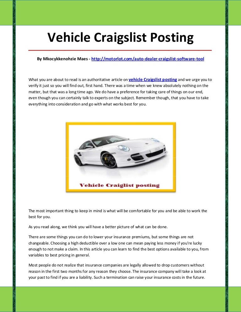 Vehicle craigslist posting