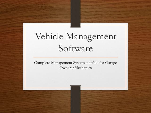 Vehicle Management Software