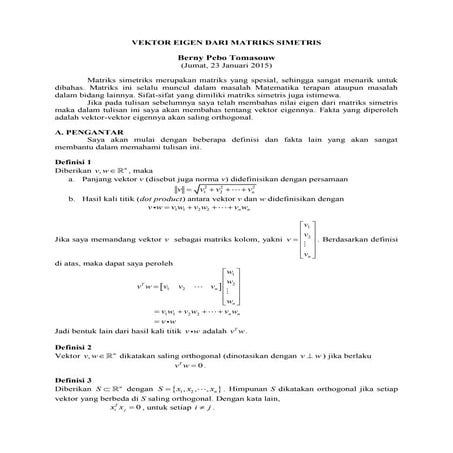 Soal soal latihan tentang nilai eigen dan vektor eigen | PDF