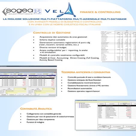 Controllo di Gestione e Tesoreria con Sogea Vela Finace&Controlling