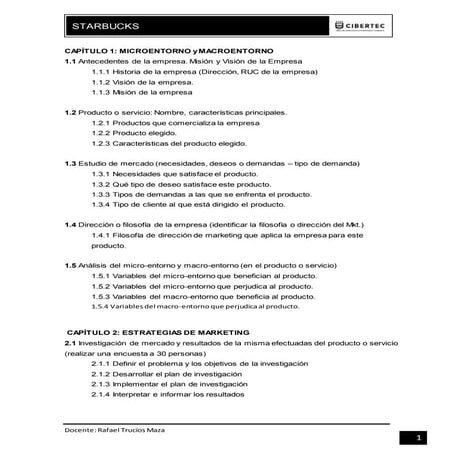 Cafeterias Starbucks - Proyecto Introduccion al Marketing