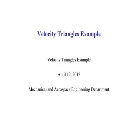 Velocity triangles in Turbomachinery
