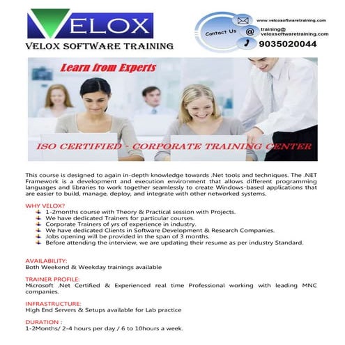 Velox software .Net training institute