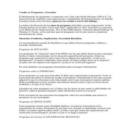 Vender Es Preguntar Y Escuchar