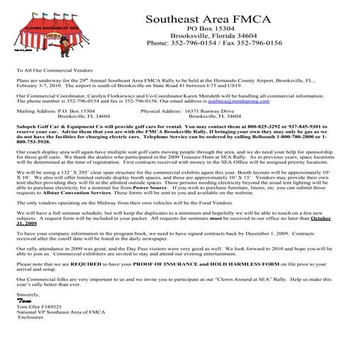 Southeast Area Vendor Packet