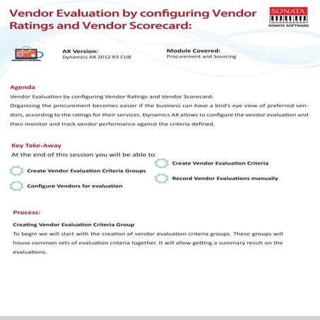 Vendor Evaluation by configuring Vendor Ratings and Vendor Scorecard: