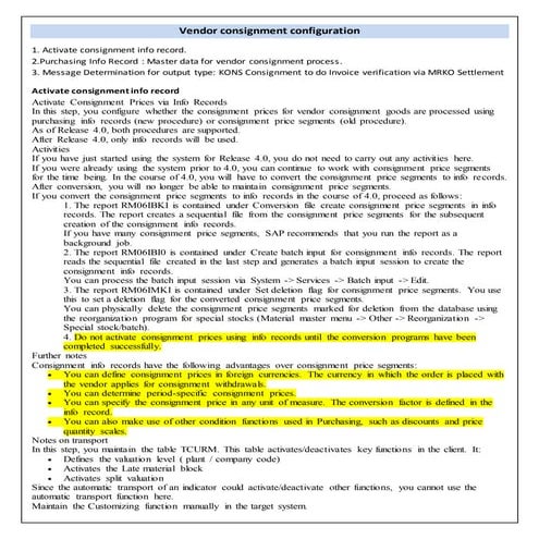 Vendor consignment configuration doc
