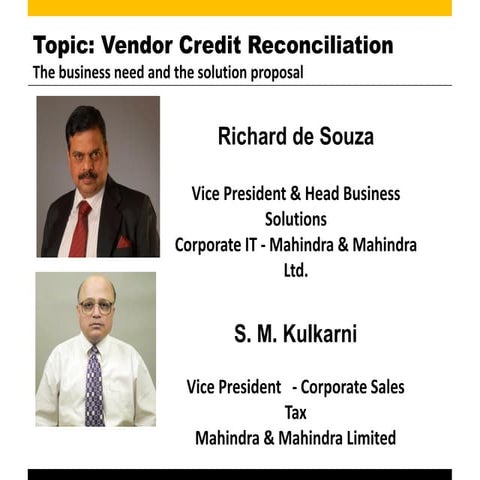 Vendor credit reconciliation  working in SAP
