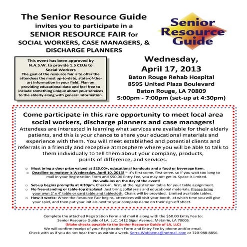 Vendor flyer for senior resource fair