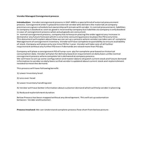 Vendor managed consignment process SAP MM