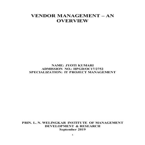 Vendor Management - An Overview (Project File)