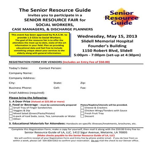 Vendor registration form for senior resource fair   smh - protected