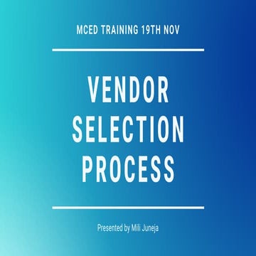 Vendor selection process
