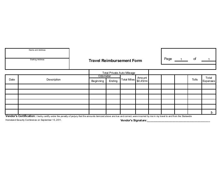 travel reimbursement form
