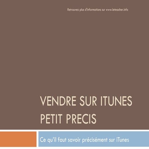 Vendre sur itunes - Précis