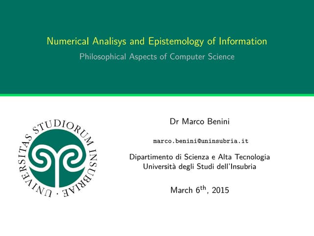 Numerical Analysis and Epistemology...
