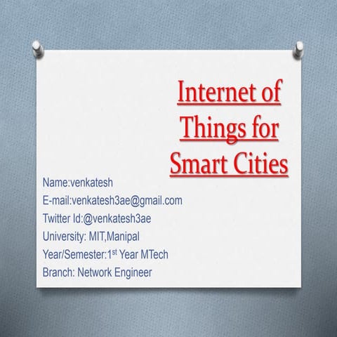 Internet of Things for Smart Cities