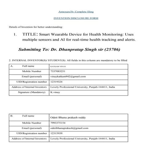 Smart wearable device for for health monitering | PDF
