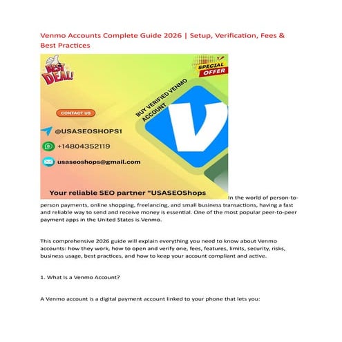 Venmo Accounts Complete Guide 2026 | Setup, Verification, Fees & Best ...