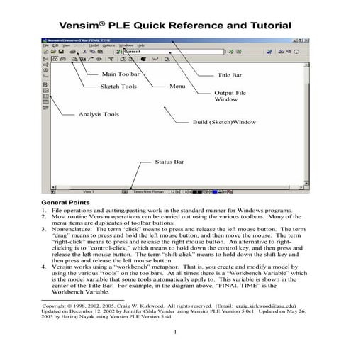 VensimPLE Quick Reference and Tutorial