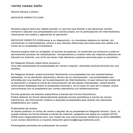 venta casas bello