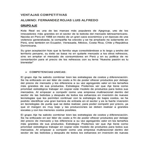 Ventajas competitivas grupo aje